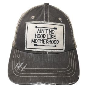 Ain't No Hood Like Motherhood Trucker Hat Brown One Size Adjustable Distressed